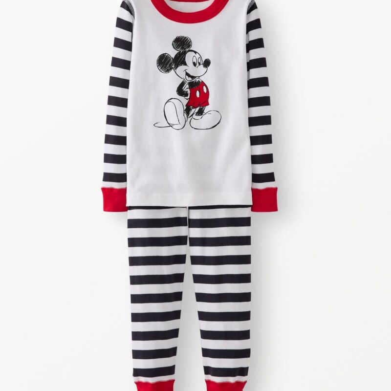 Boys' Disney Mickey Mouse Long John Pajama Set, M-I-C-K-E-Y in 100% Cotton - Size Little Kids 4 by Hanna Andersson - Boys'