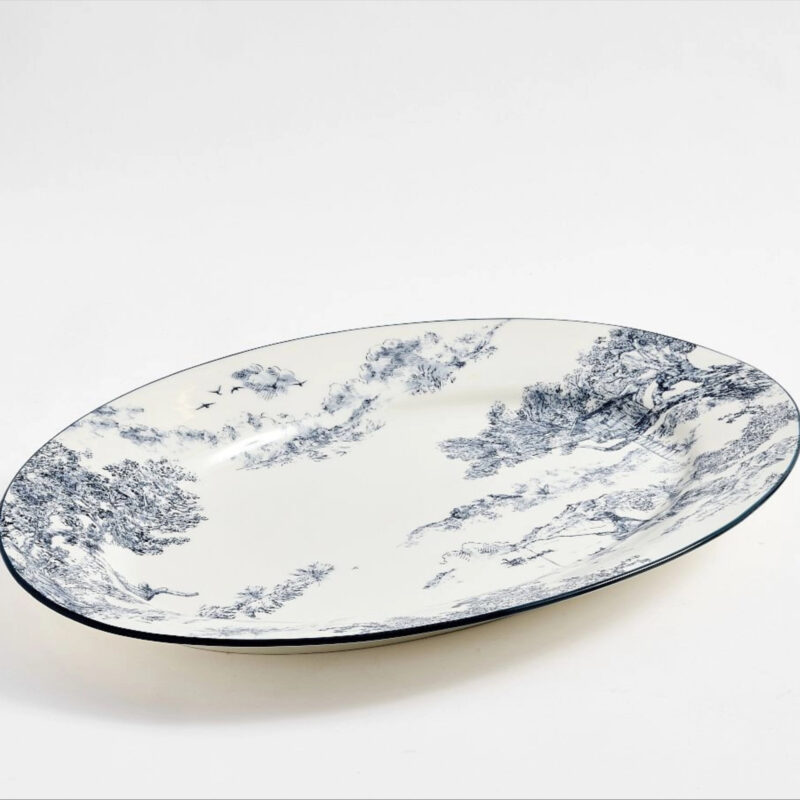 Brandon Maxwell Groveland Toile Oval Serving Platter - Black/White