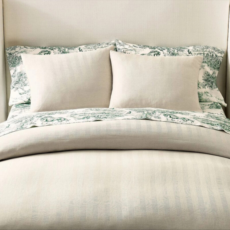 Brandon Maxwell Thompson Herringbone Duvet Cover, Neutral, King/Cal. King