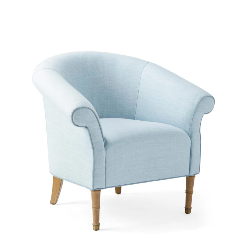Serena & Lily Brixton Lounge Chair � Washed Linen Sky with Coastal Pipe