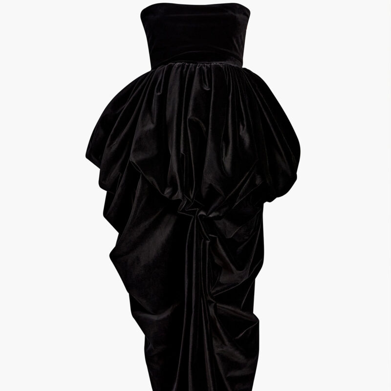 Bronte Dress in Black Velvet Khaite