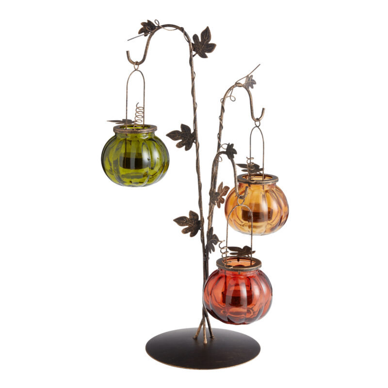 Bronze Pumpkin Standing Tabletop Candle Holder
