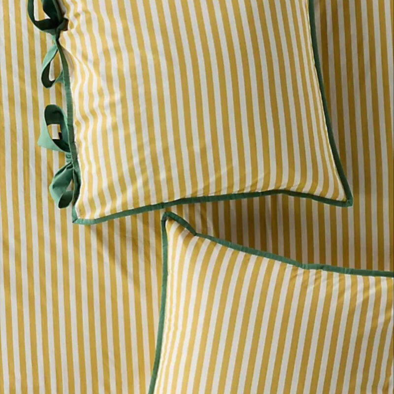 Maeve by Anthropologie Brynne Cotton Percale Stripe Tie Printed Euro Sham