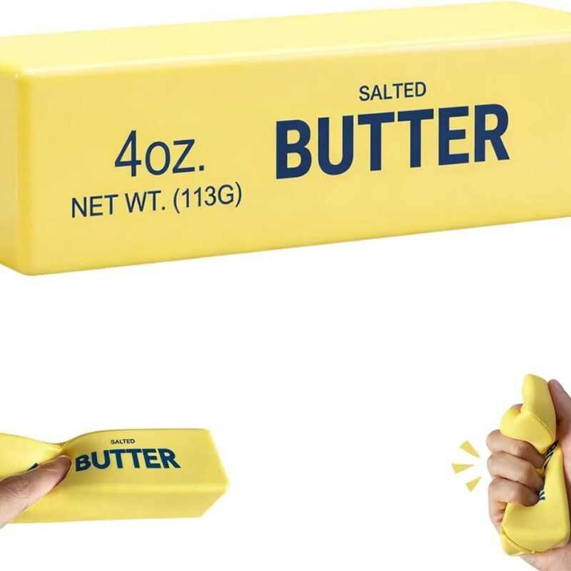 Butter Squishy Slow Rising Stress Relief Toy, Realistic Butter Stick Squeeze Toy, Non-Stick TPR Fidget Toy for Anxiety & Sensory Relief, Cute Desk Decor for Kids & Adults, Office & School (1PCS)