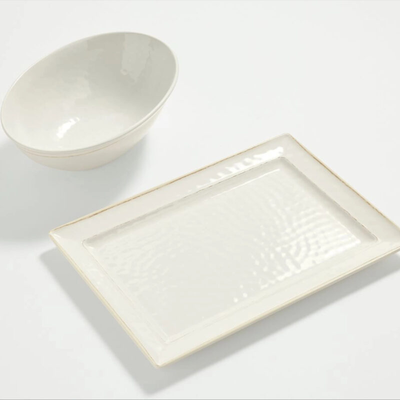 Cabana Outdoor Melamine Serving Platter & Bowl Set - Stone