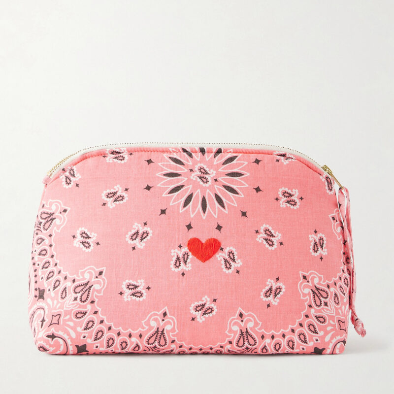 CALL IT BY YOUR NAME - Coeur Vanity Embroidered Bandana-print Cotton Pouch - Pink