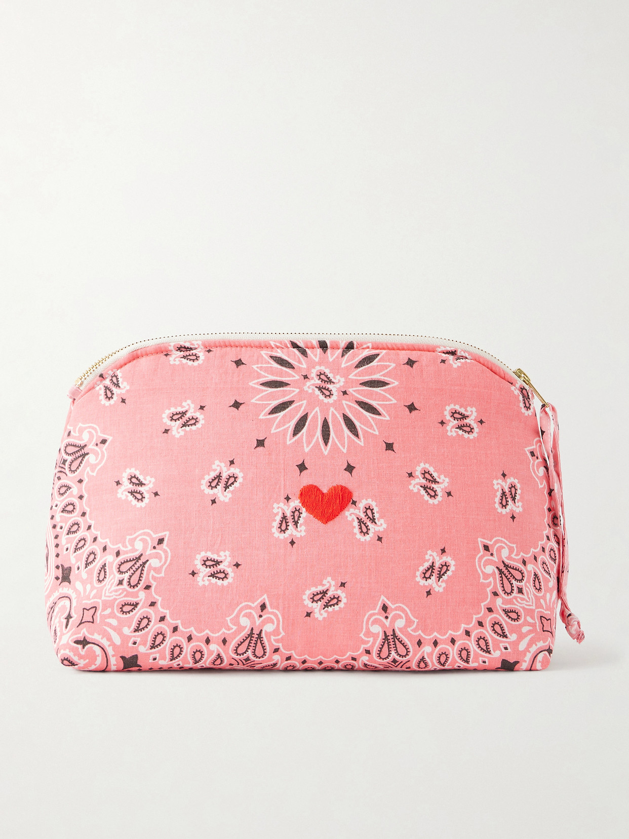 CALL IT BY YOUR NAME - Coeur Vanity Embroidered Bandana-print Cotton Pouch - Pink