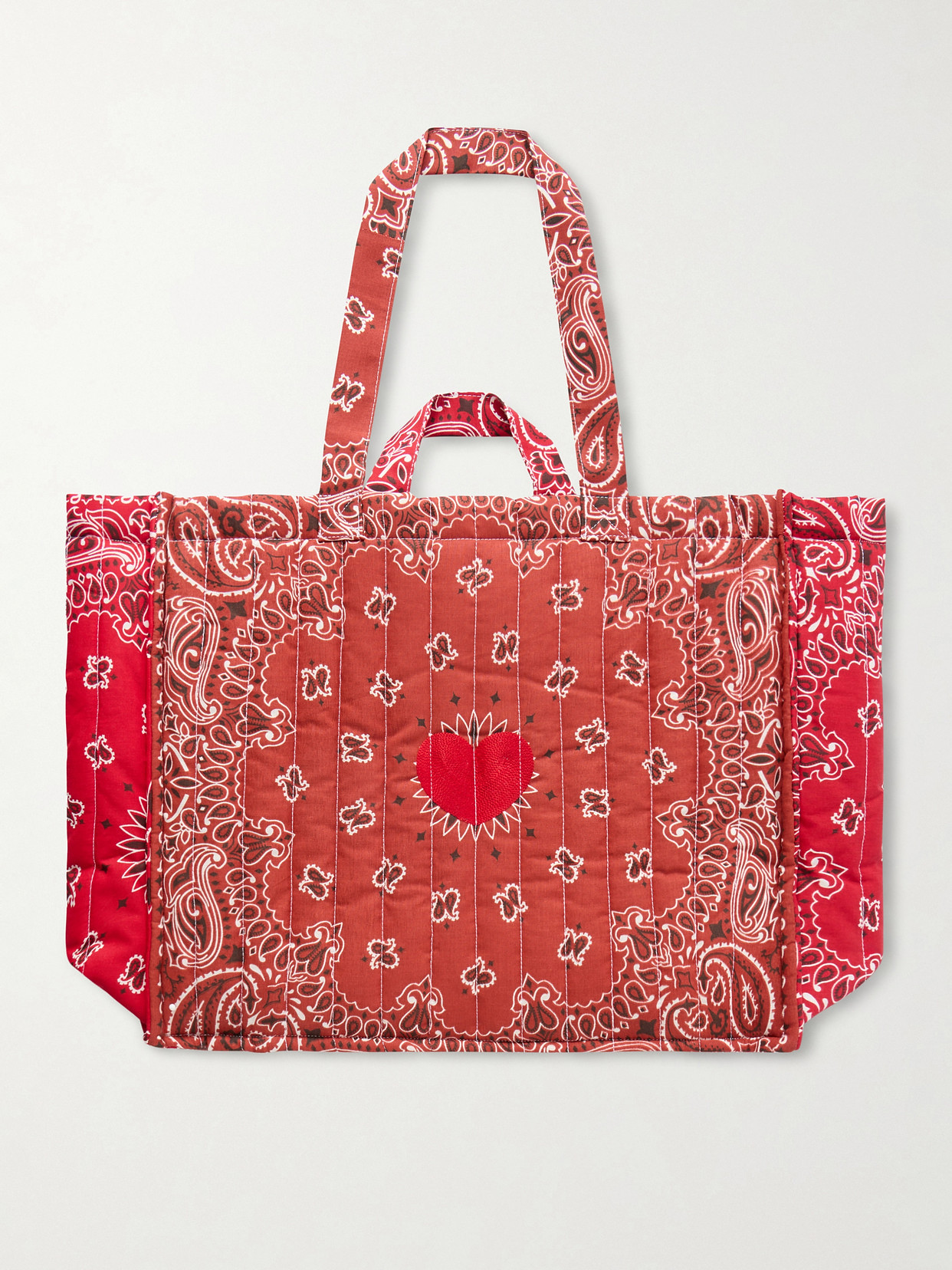 CALL IT BY YOUR NAME - Maxi Cabas Coeur Quilted Printed Tote - Red