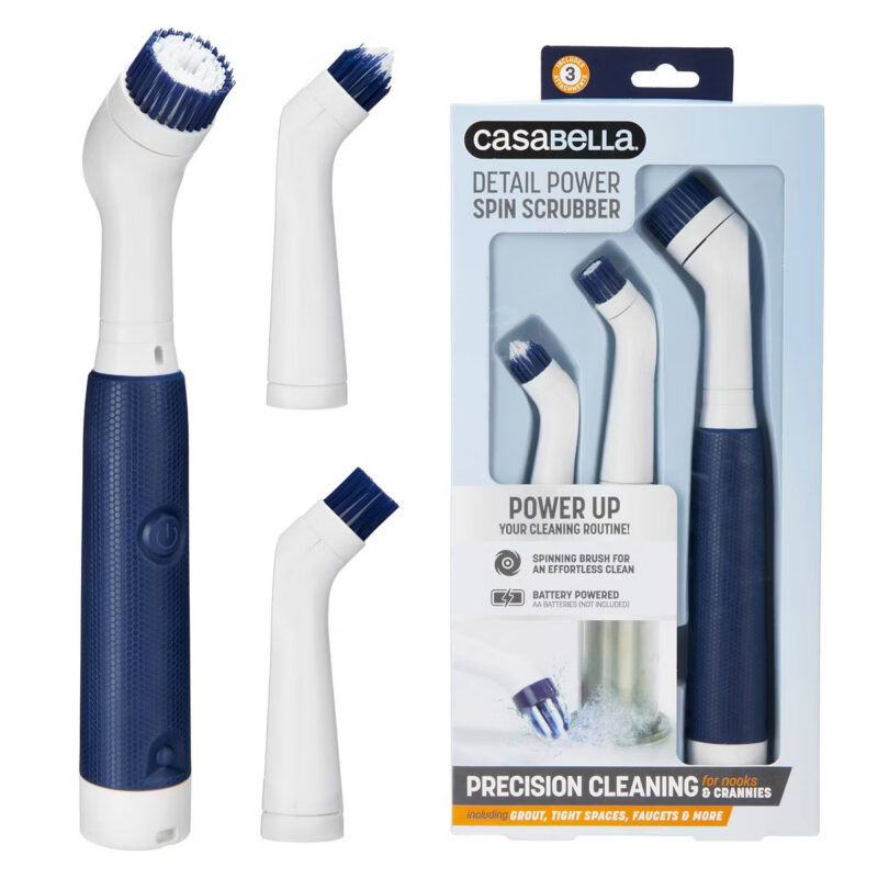 Casabella Power Spin Detail Scrubber: Multipurpose Use, Suitable for Shower, Sink, Grout