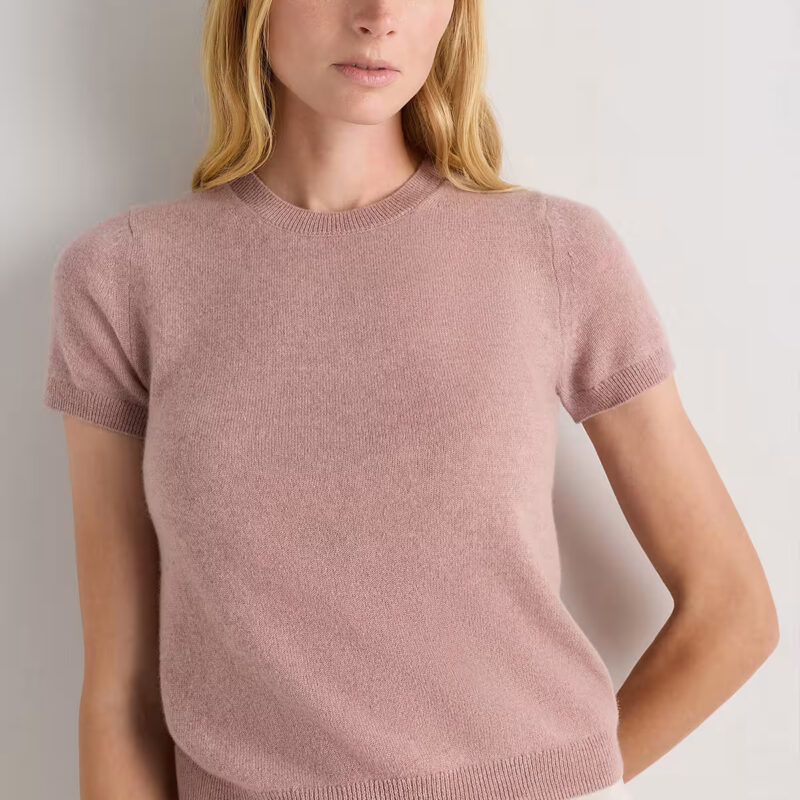 Cashmere Tee in Heather Vintage Pink
