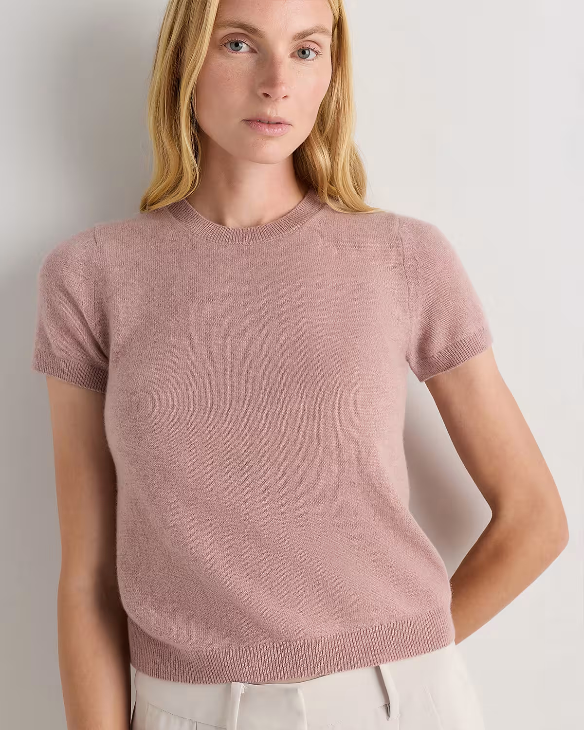 Cashmere Tee in Heather Vintage Pink