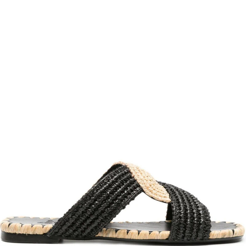 Castañer Prado twist-detail raffia slides - Black