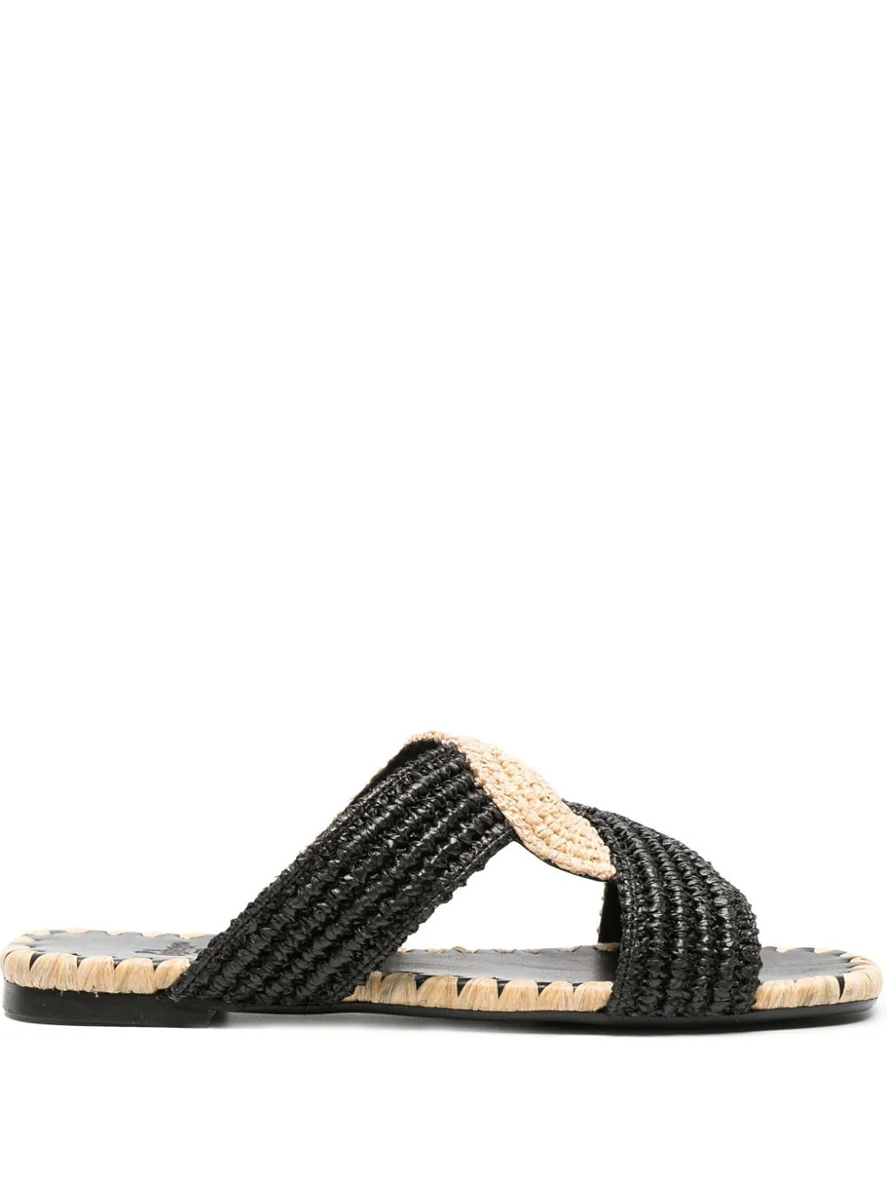 Castañer Prado twist-detail raffia slides - Black