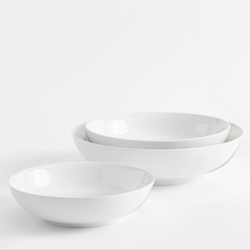 Caterer's Box Porcelain Nesting Serving Bowls, Set of 3 - White