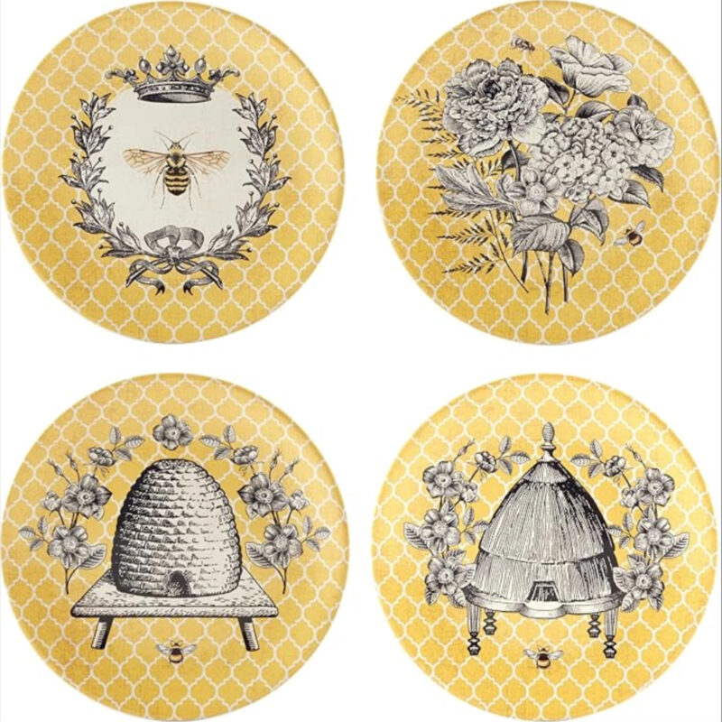 Certified International French Bees 9" Salad/Dessert Plates,Set of 4