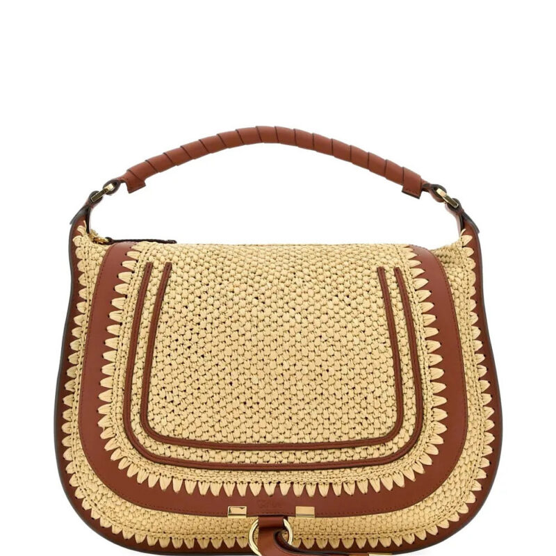 Chloé Marcie raffia-effect shoulder bag - Neutrals