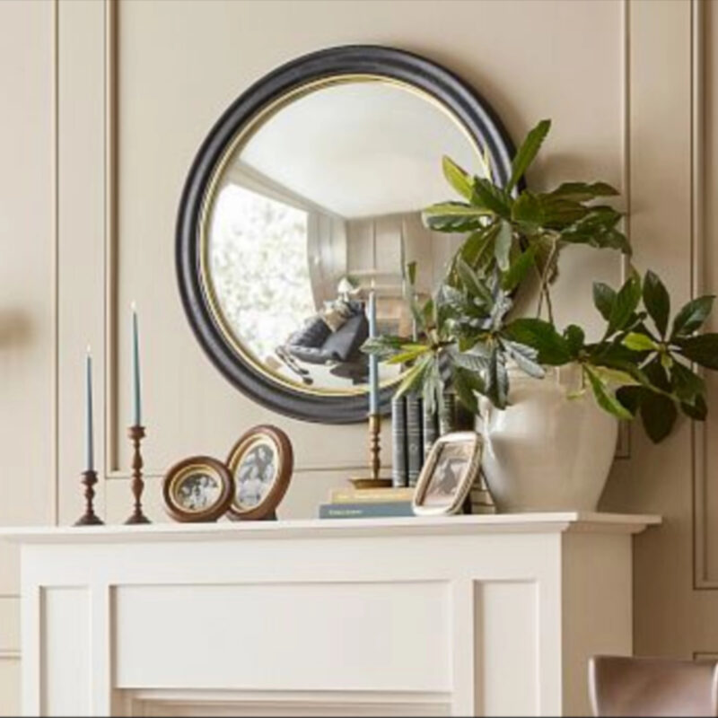 Chris Loves Julia Convex Mirror with Brass Frame