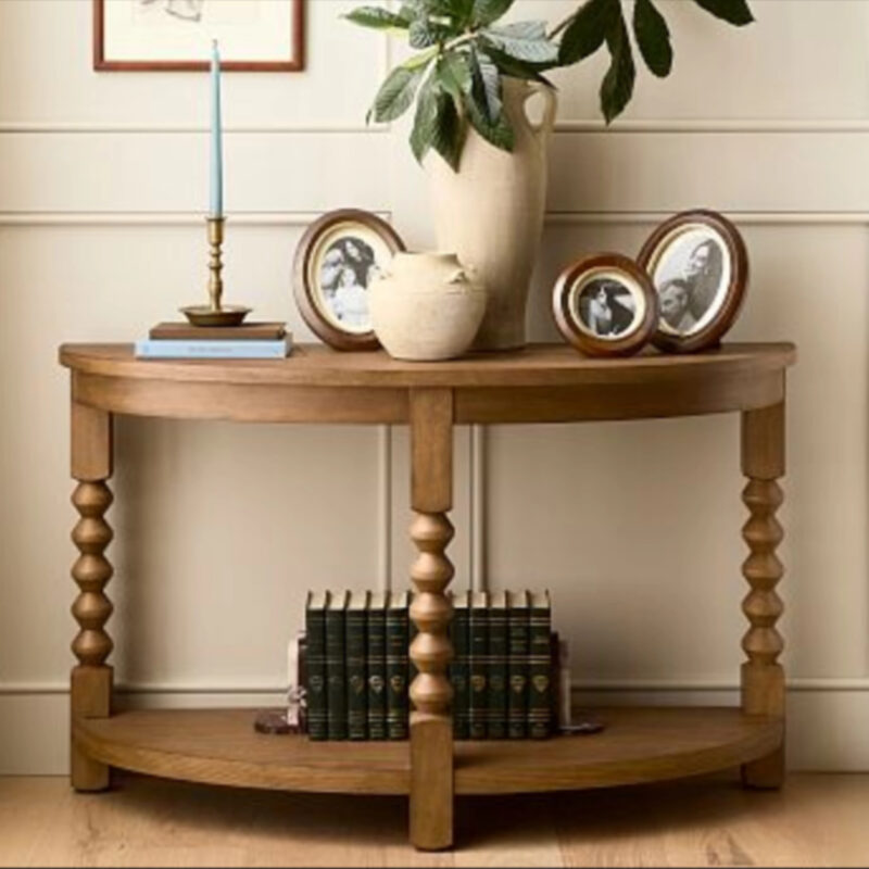 Chris Loves Julia Stacked Ball Demilune Console Table (50")