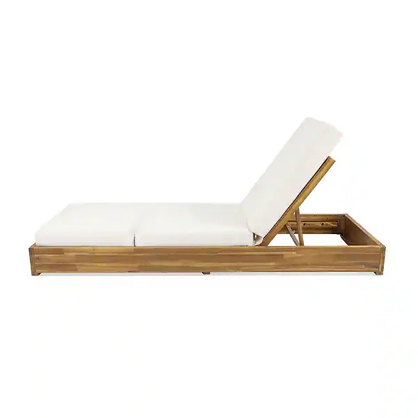 Christopher Knight Home - Ian Acacia Wood Chaise Lounge with Adjustable Recline and Slatted Desig...