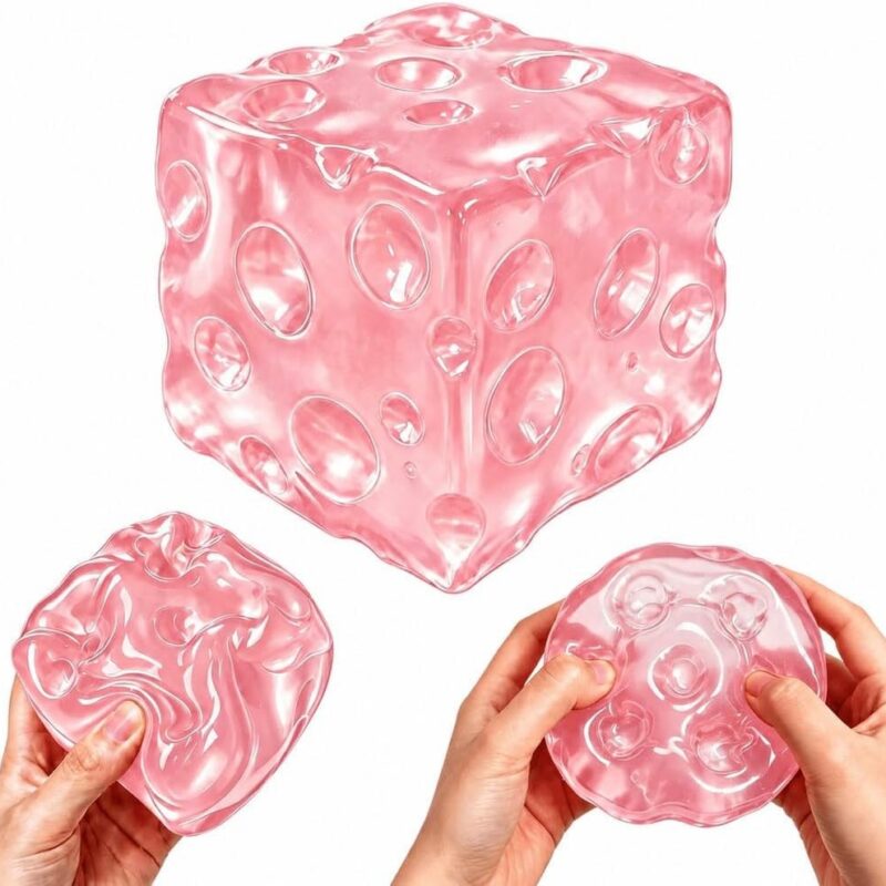 Coconut Oil Cheese Squishy Toy, Transparent Moldable Squeeze Toy, Non‑Rebound Shape‑Retaining Sensory Fidget Toy, Soft Stress Relief Squishy, Jelly Cheese Desk Toy Gift for Teens and Adults-1PC