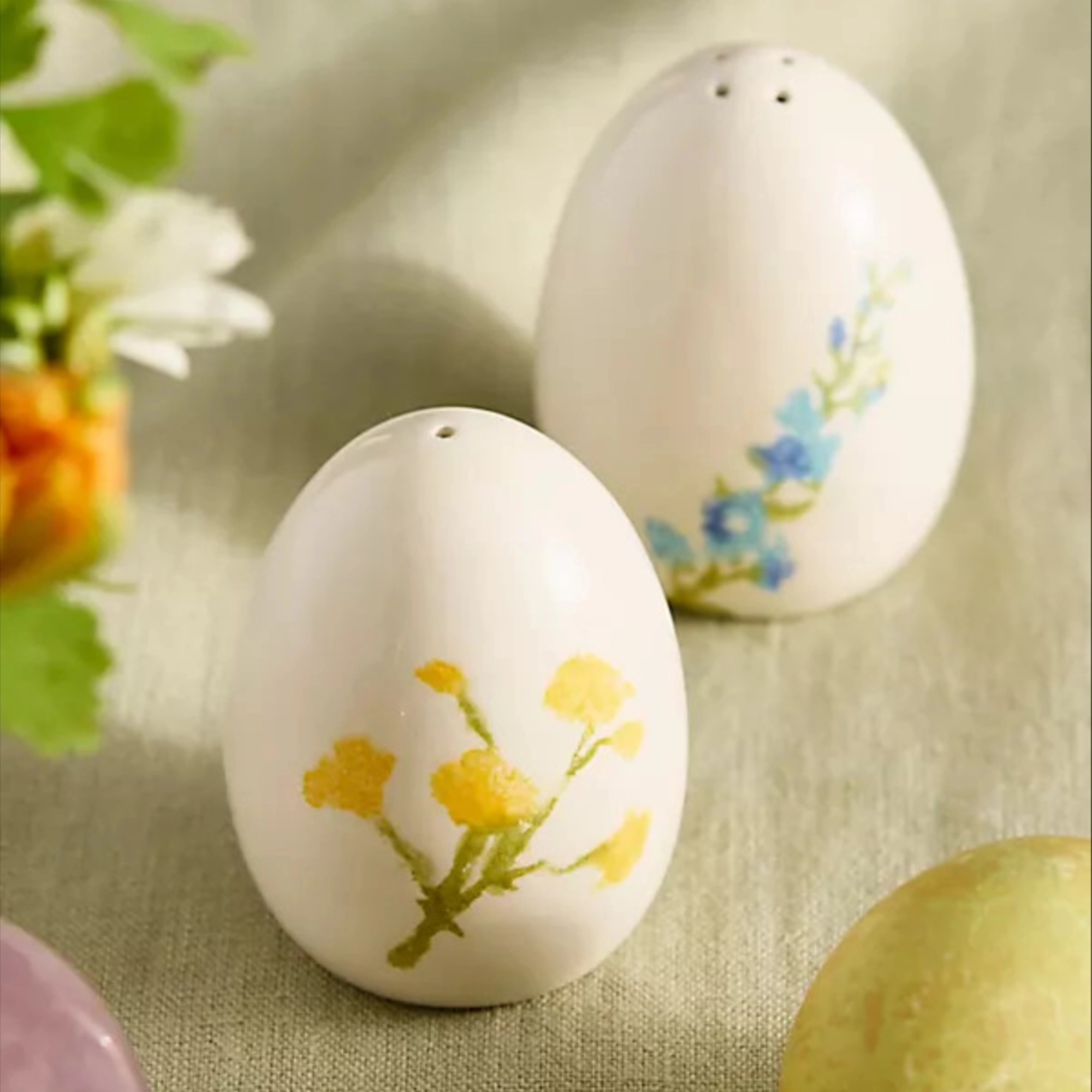 Colorful Floral Egg Salt + Pepper Shakers