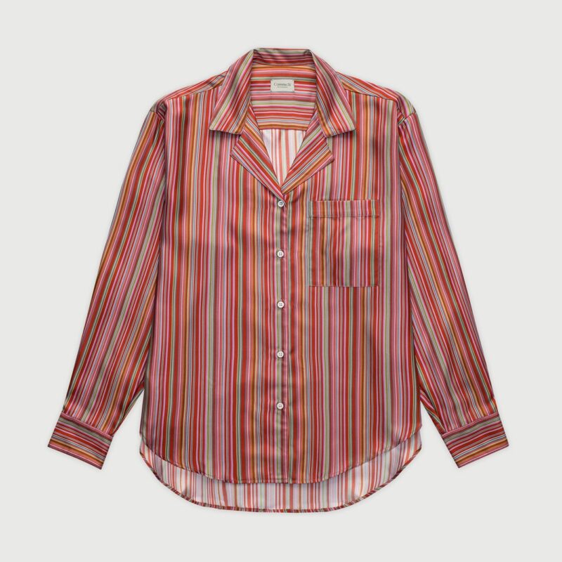 The Notched Collar Long Sleeve Shirt, Silk Twill