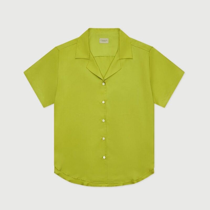 The Notched Collar Short Sleeve Shirt, Silk Twill