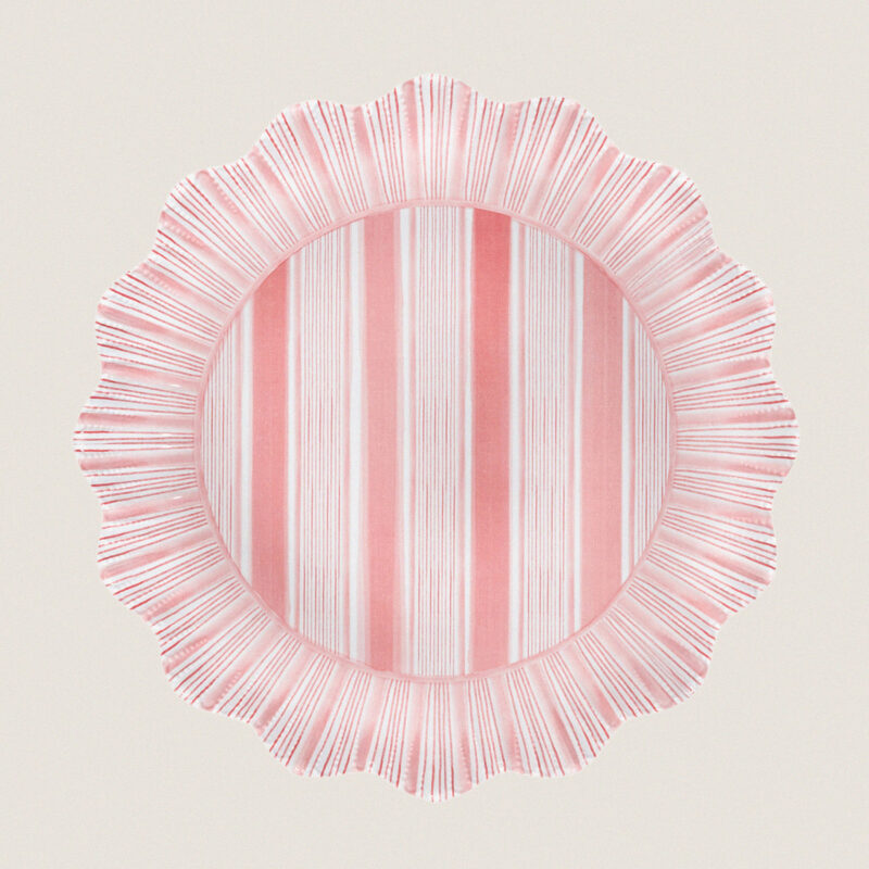 Coral Cabana Stripe Melamine Dinner Plate Set of 4