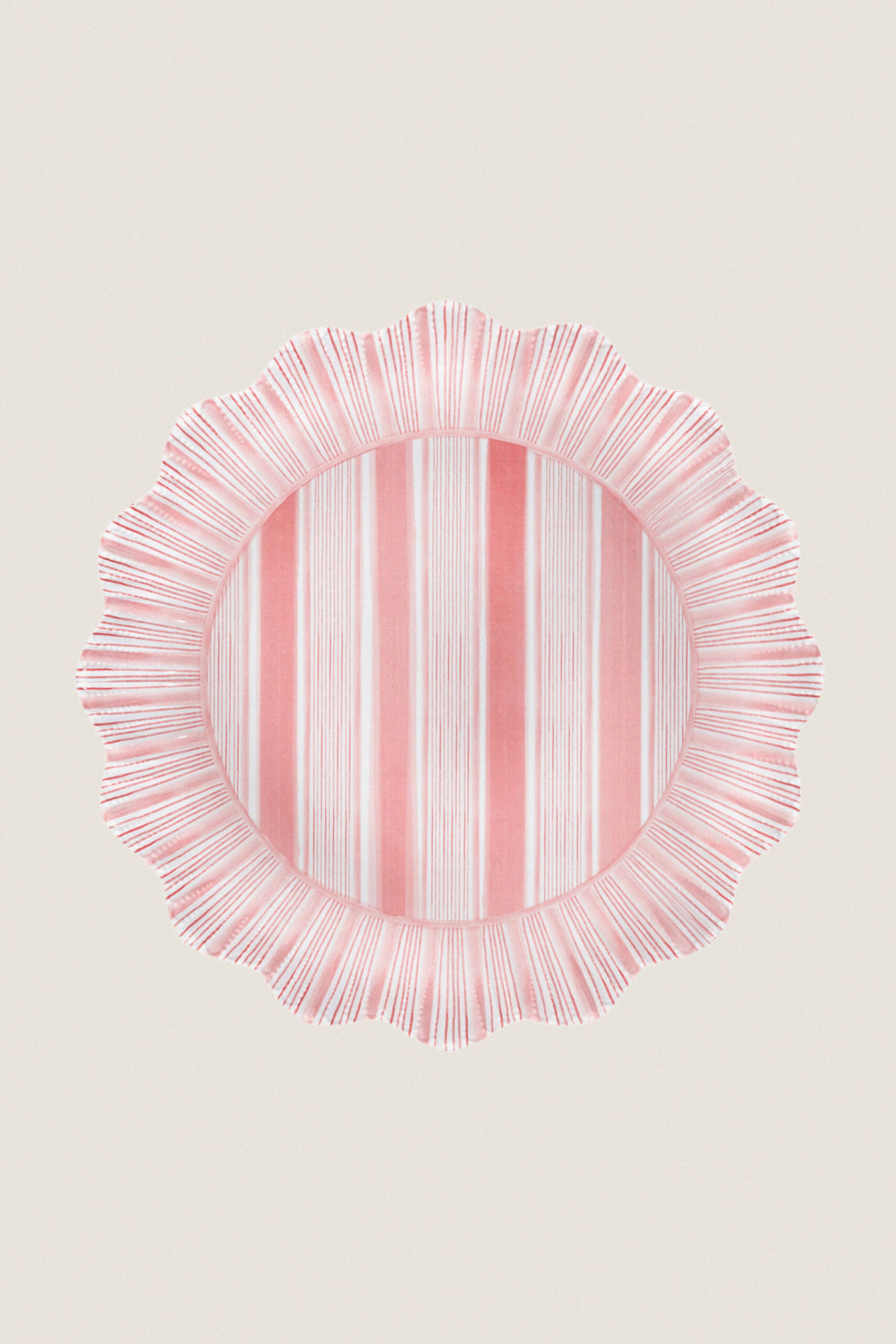 Coral Cabana Stripe Melamine Dinner Plate Set of 4
