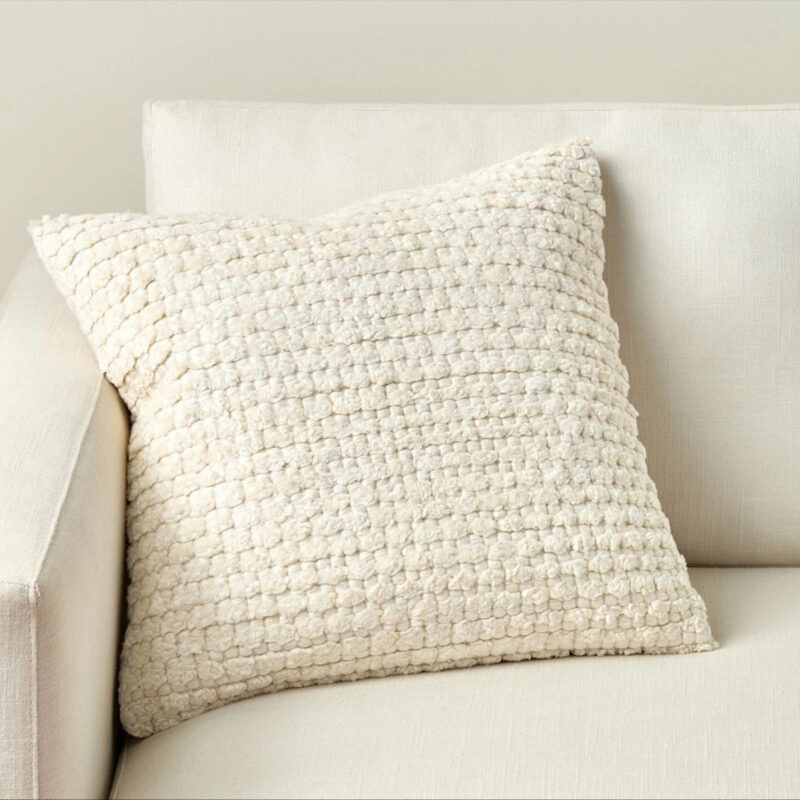 Costero Handwoven Silk Pillow Cover, 20"", Ivory