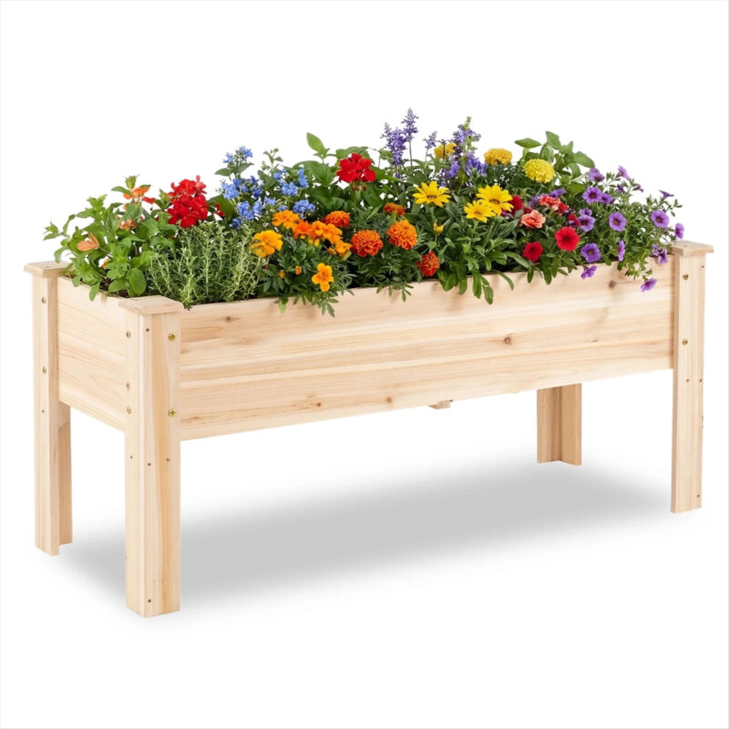 Costway Raised Garden Bed Elevated Planter Box Wood for Vegetable Flower Herb