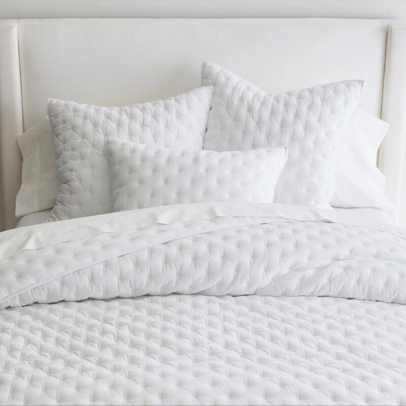 Cotton Cross Stitch Quilt, White, Full/Queen