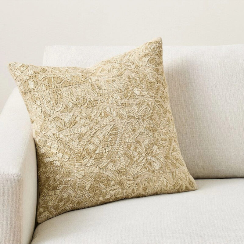 Cove Embroidered Pillow, 20"" x 20"", Driftwood Multi