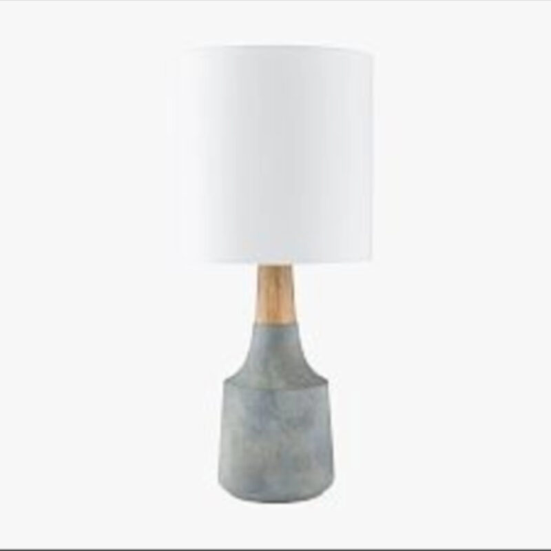 Cowan Petite Ceramic & Wood Table Lamp (18")