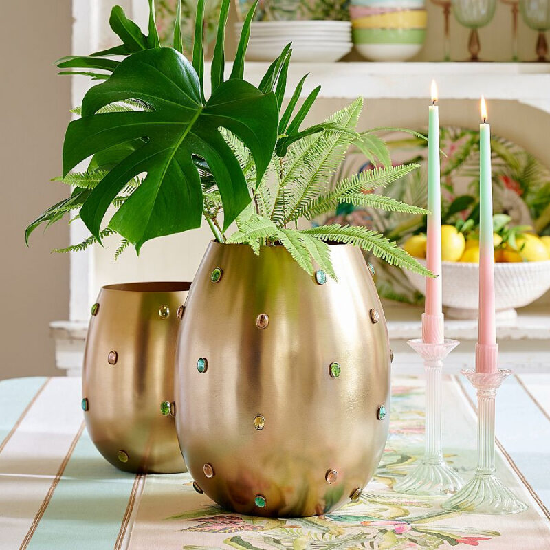 Cynthia Rowley Brass Cabochon Vase