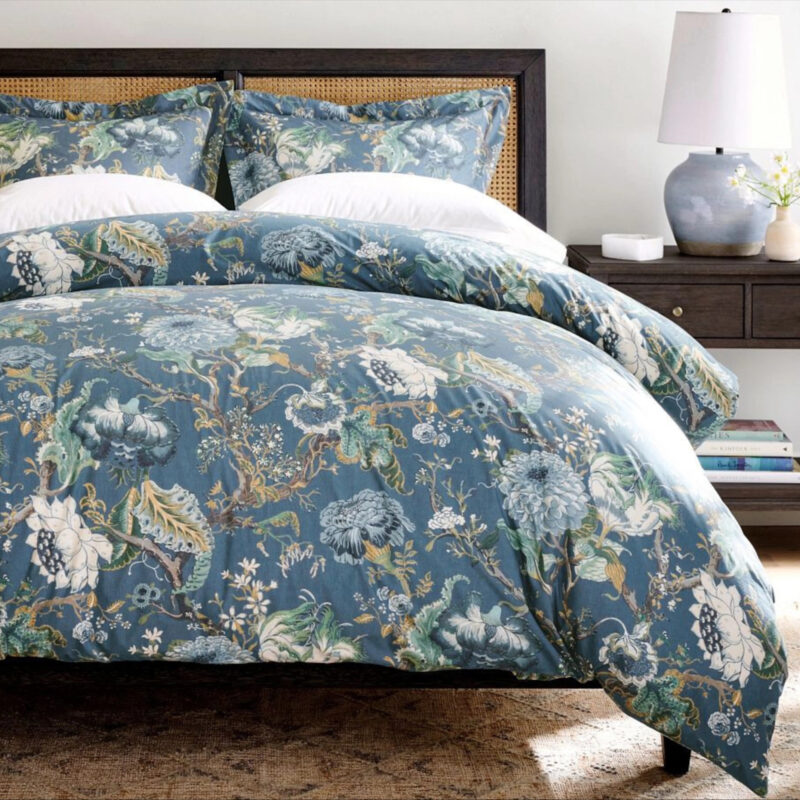 Dahlia Floral Duvet, Blue, King/Cal. King