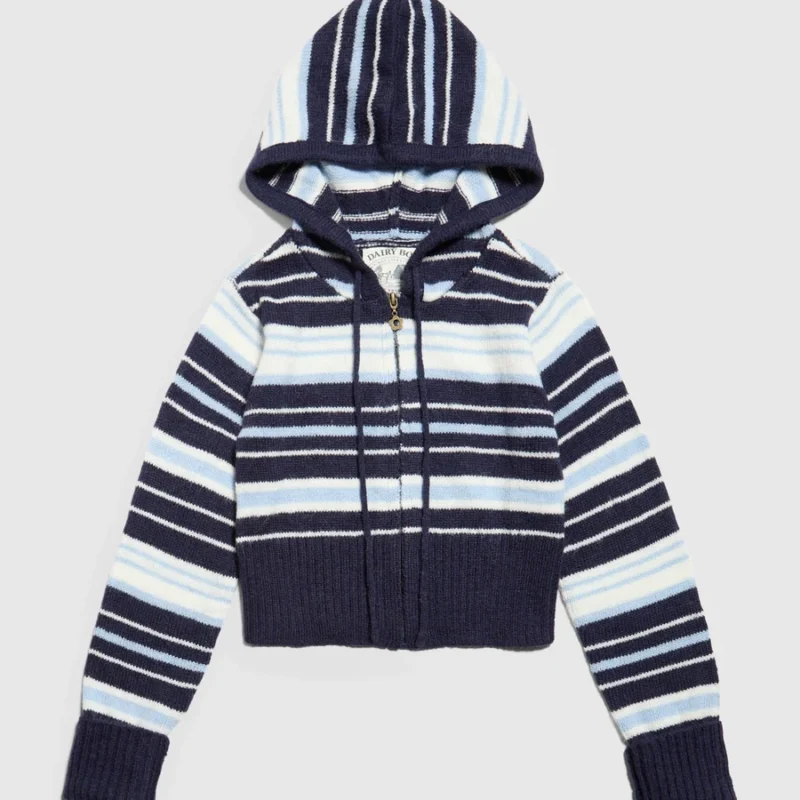 Surfside Striped Knit Zip Up - Ocean Blue — Dairy Boy