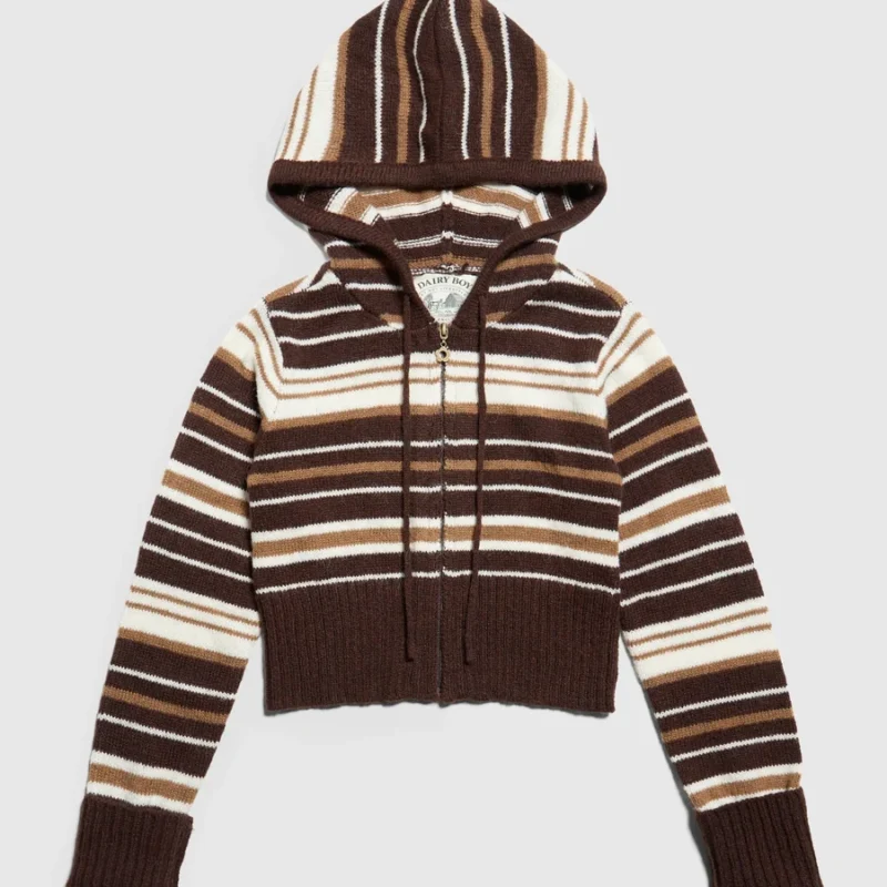 Surfside Striped Knit Zip Up - Sand Dune — Dairy Boy