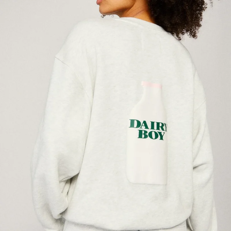 Milk Bottle Crewneck - Heather Grey — Dairy Boy