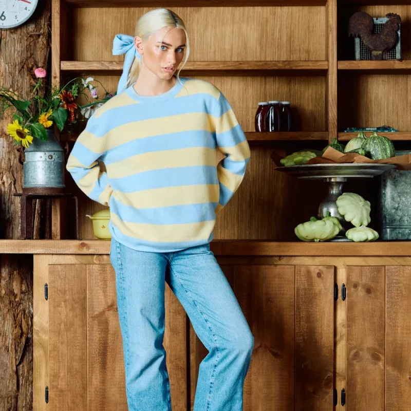 The Cashmere Pullover - Bluebird Stripe — Dairy Boy