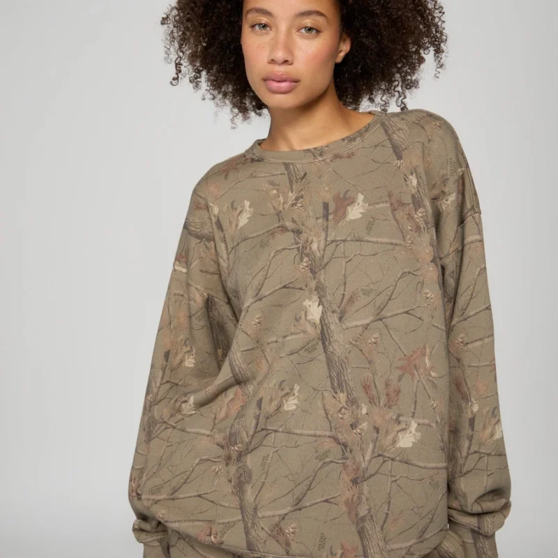 Oversized Crewneck - Evergreen Camo/Orange — Dairy Boy