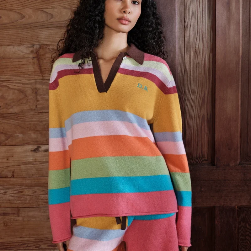 Cashmere Collared Sweater - Popsicle Stripe — Dairy Boy