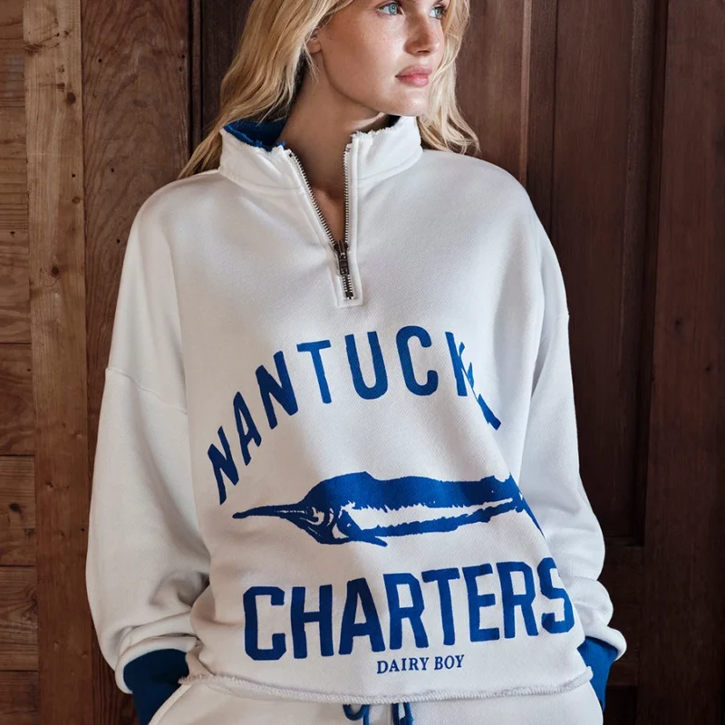 Oversized Quarter Zip - Bright White — Dairy Boy