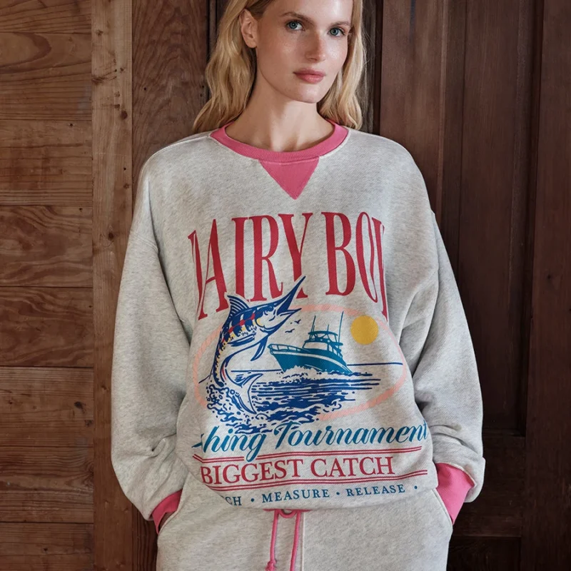 Biggest Catch Crewneck - Heather Grey — Dairy Boy