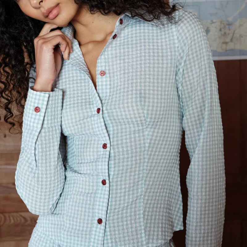 Oyster Button-Up - Faded Blue Gingham — Dairy Boy