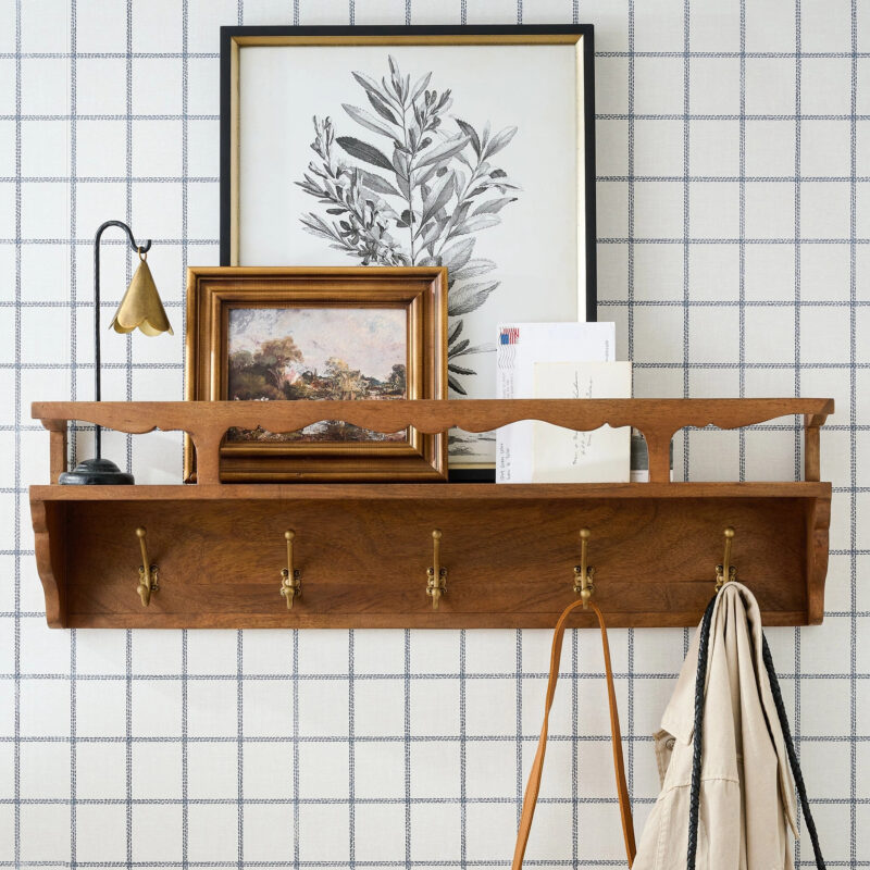 Daphne Wood and Brass Display Shelf