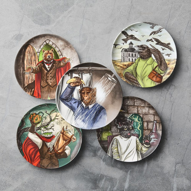 Dapper Animal Halloween Salad Plates