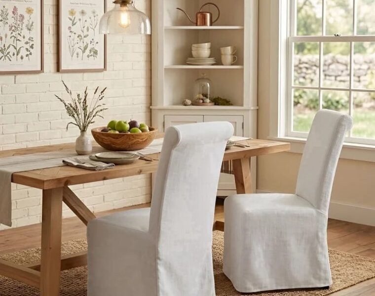 Dayalane Slipcovered Parsons Dining Chairs Set of 2, Modern Farmhouse High Back Linen Upholstered...