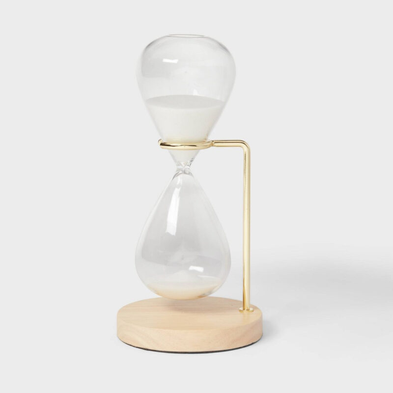 Decorative Hourglass with Rubber Wood Stand Natural Wood - Threshold™: Indoor Sand Timer Decora...