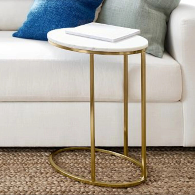 Pottery Barn Delaney Oval Marble C-Table (19")